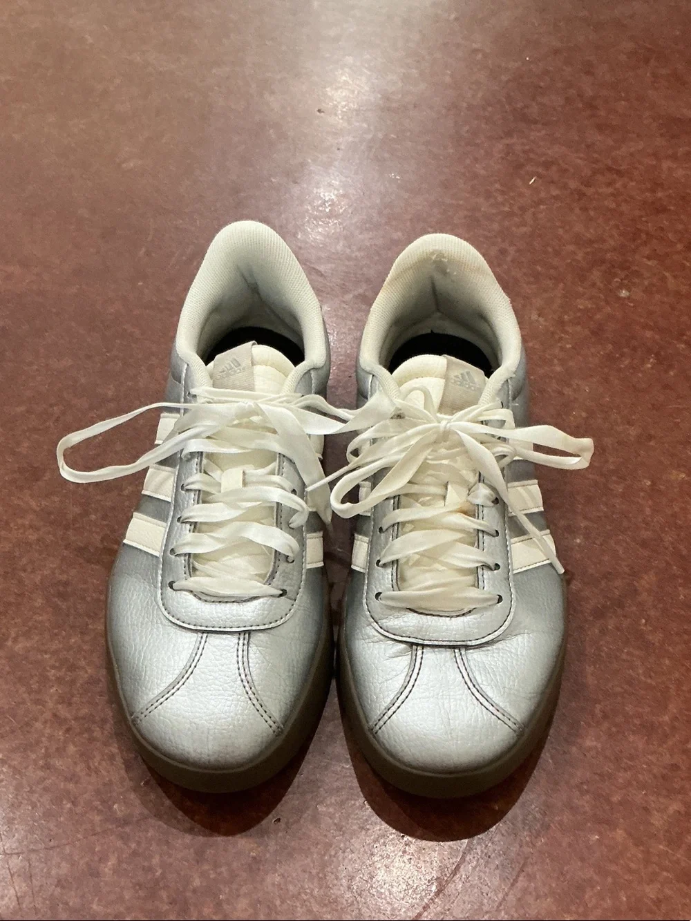 adidas Silver and White Women's Low-Top Sneakers